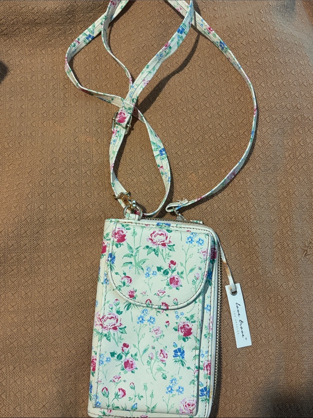 Floral Crossbody Phone Wallet - Cream Floral